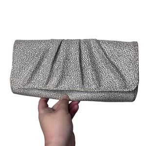 Lauren Merkin Pebble Leather Clutch Pouch Off White Womens OS